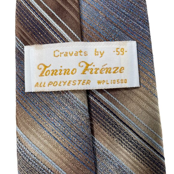Tonino Firenze Mens Dress Necktie Metalic Striped Formal Wedding  56 in u Copper - Picture 4 of 4